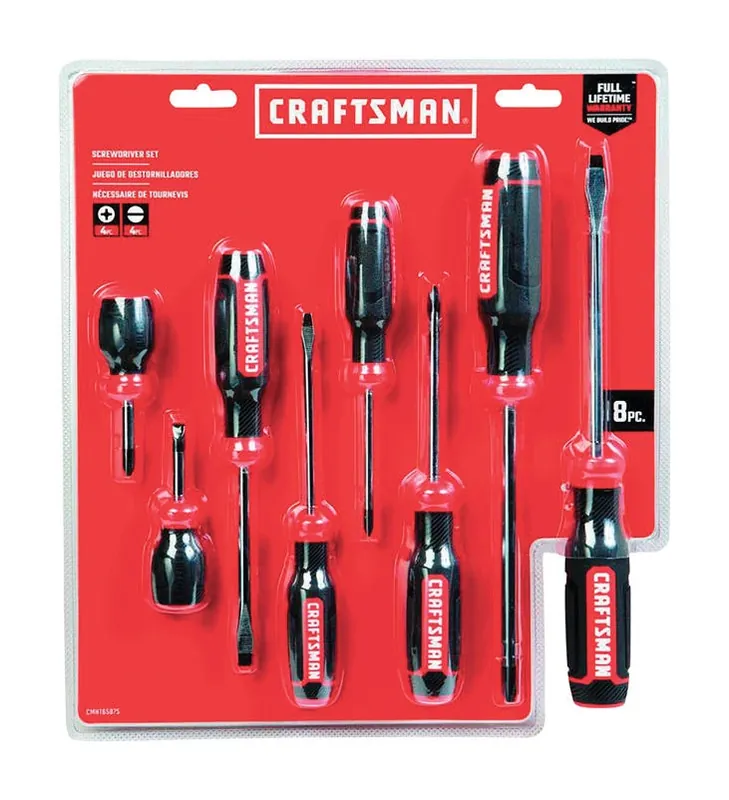 8‑piece Drop‑forged Multi‑bit Screwdriver Set – Phillips & Slotted, 8‑in. Ergonomic Handle