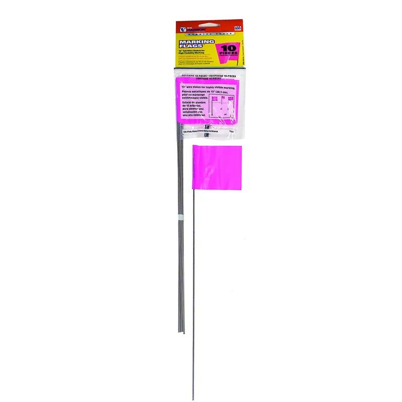 15 In. Fluorescent Pink Marking Flags Polyvinyl 10 Pk