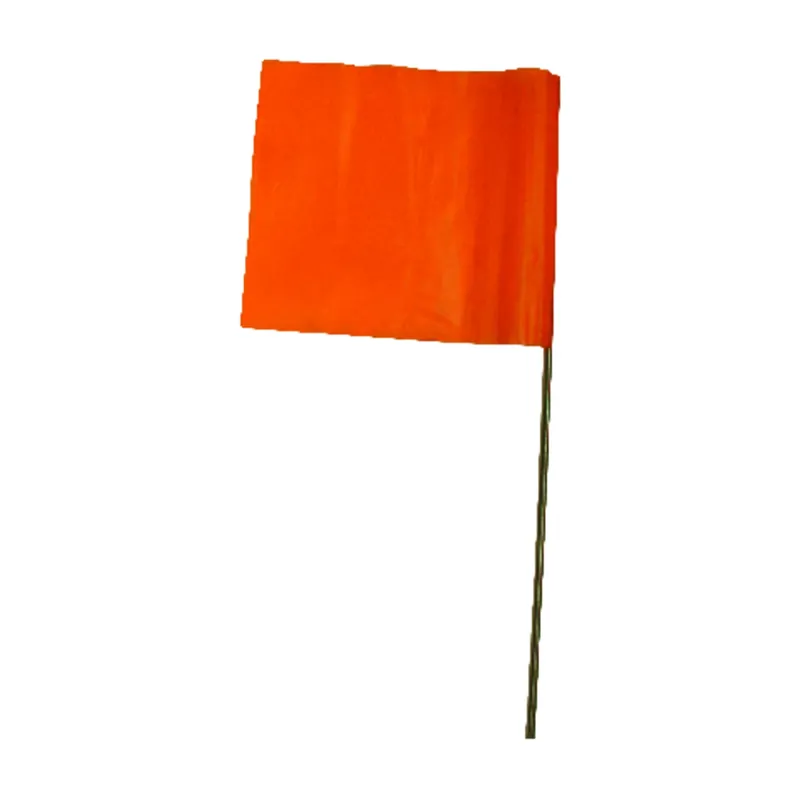 15 In. Fluorescent Orange Marking Flags Polyvinyl 10 Pk