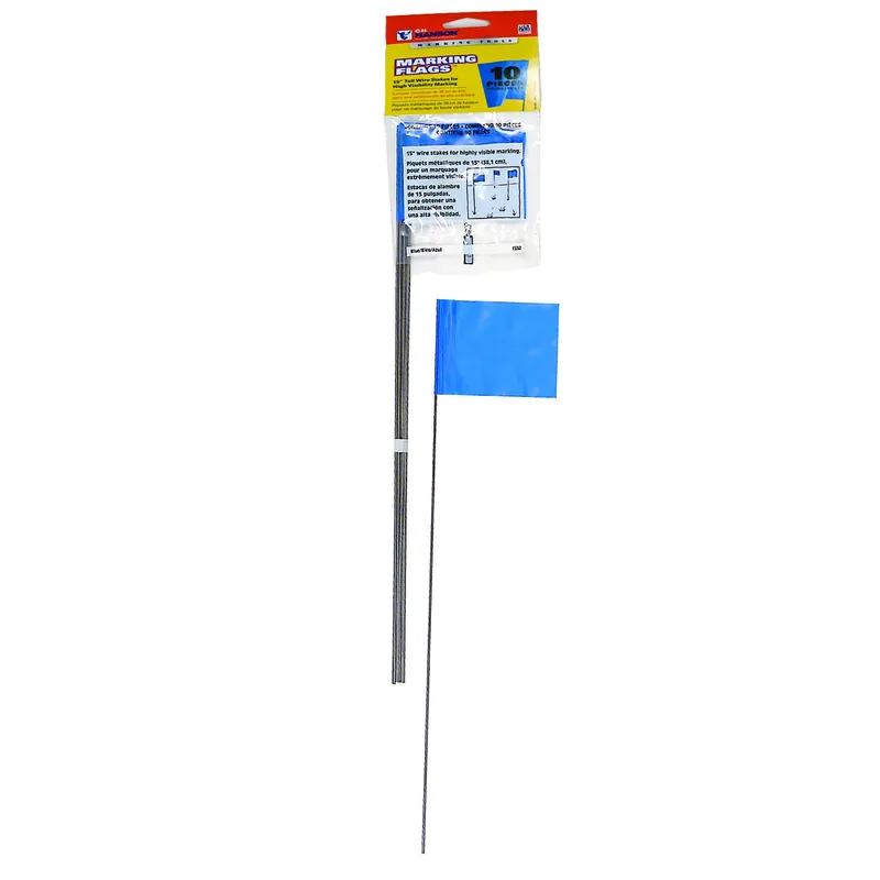15 In. Blue Marking Flags Polyvinyl 10 Pk