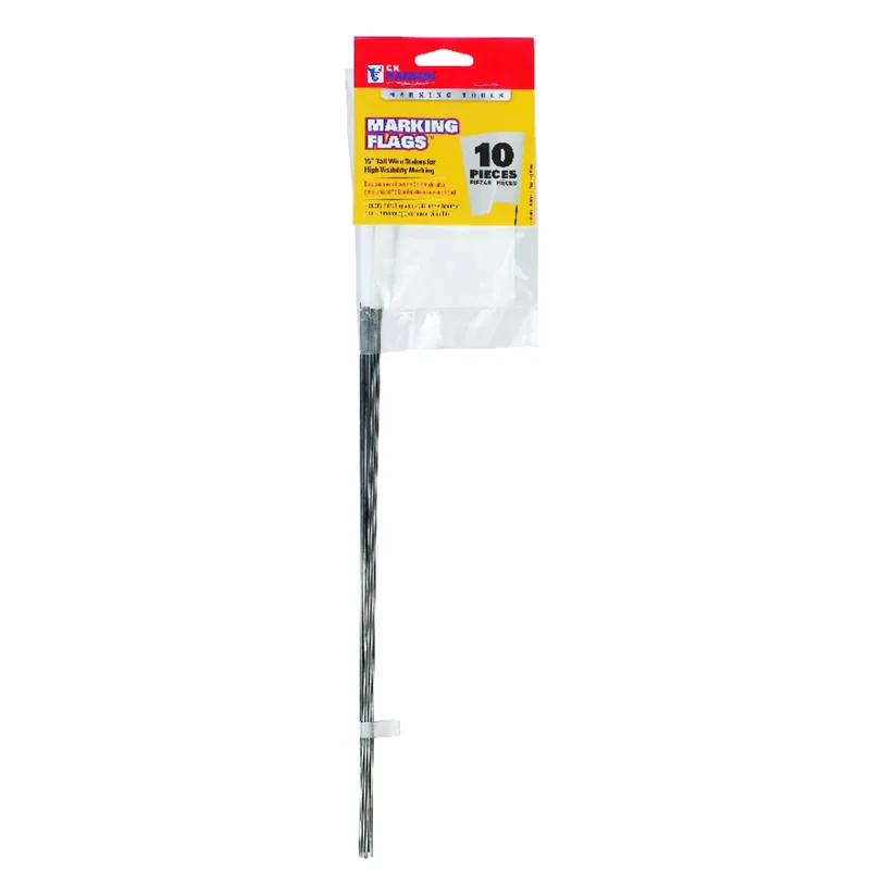 15 In. White Marking Flags Polyvinyl 10 Pk