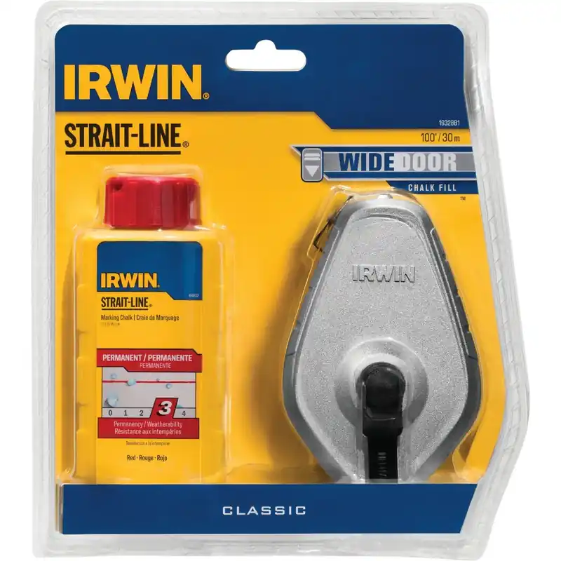 100 Ft. Classic Chalk Line Reel With 4 Oz. Red Chalk Refill