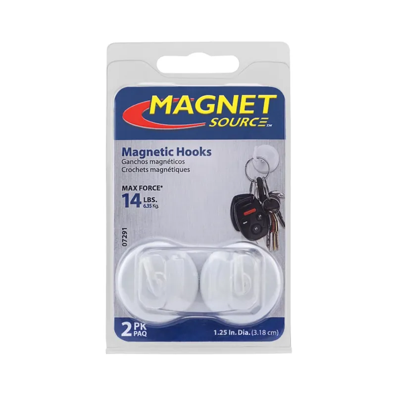 1.4 In. L X 1.25 In. W White Magnetic Hooks 14 Lb. Pull 2 Pk