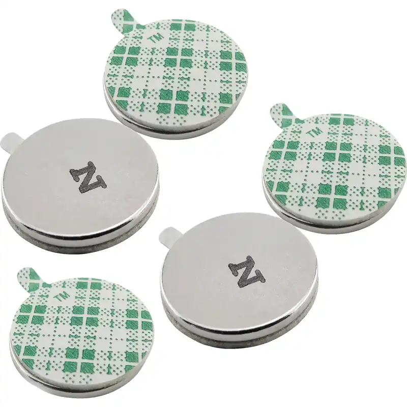 0.75 In. L X 0.75 In. W Silver Disc Magnets With Adhesive 3.91 Lb. Pull 5 Pc
