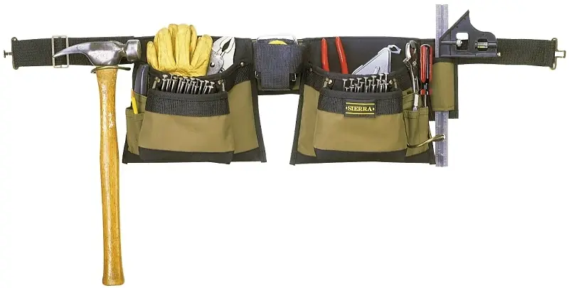 Heavy Duty 12 Pocket Nylon Apron Black/brown 1 Pk