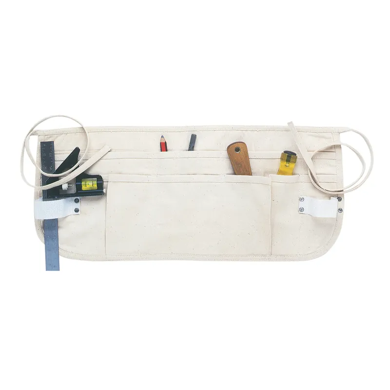 Heavy Duty 12 Pocket Canvas Waist Apron White 1 Pk