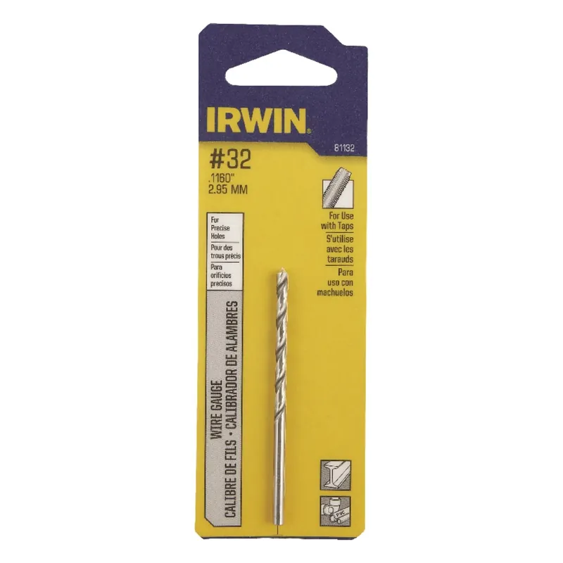 32 X 2-3/4 In. L High Speed Steel Jobber Length Wire Gauge Bit Straight Shank 1 Pk