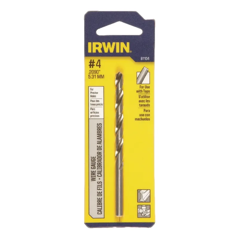 4 X 3-3/4 In. L High Speed Steel Jobber Length Wire Gauge Bit Straight Shank 1 Pk
