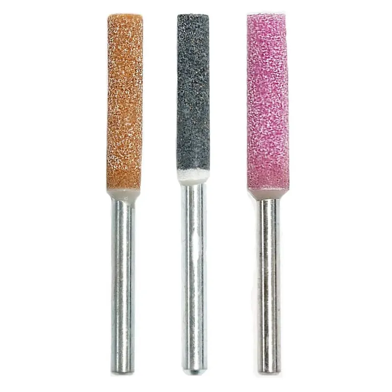 5/32, 3/16, 7/32 In. Aluminum Oxide Cylindrical Grinding Stone 3 Pk
