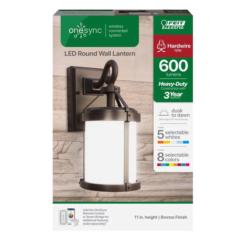 Smart Home Bronze Dusk To Dawn Led Wall Lantern - Model Lan11rnd/syncbz