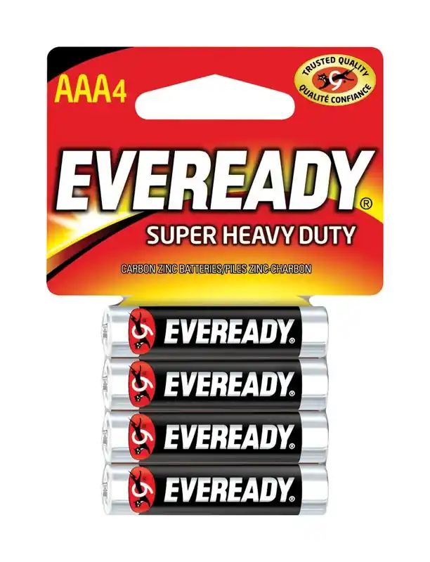 Super Heavy Duty Aaa Zinc Carbon Batteries 4 Pk Carded