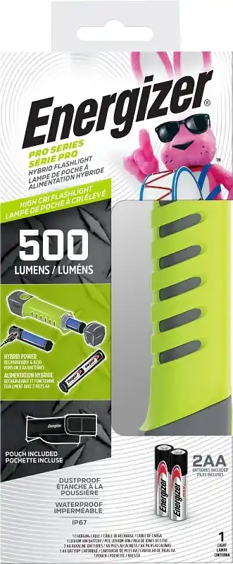 Pro Series 500 Lumens Gray/green Led Flashlight With Aa Battery