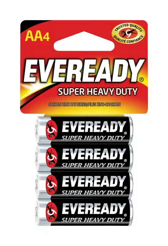 Super Heavy Duty Aa Zinc Carbon Batteries 4 Pk Carded