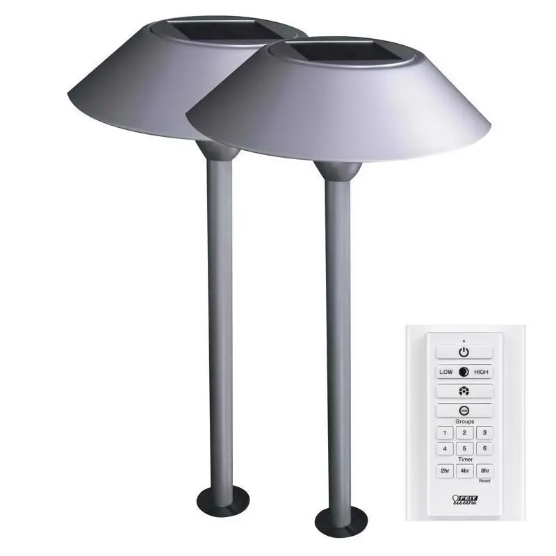 Onesync Brushed Nickel Solar Powered 0.4 W Led Pathway Light 2 Pk