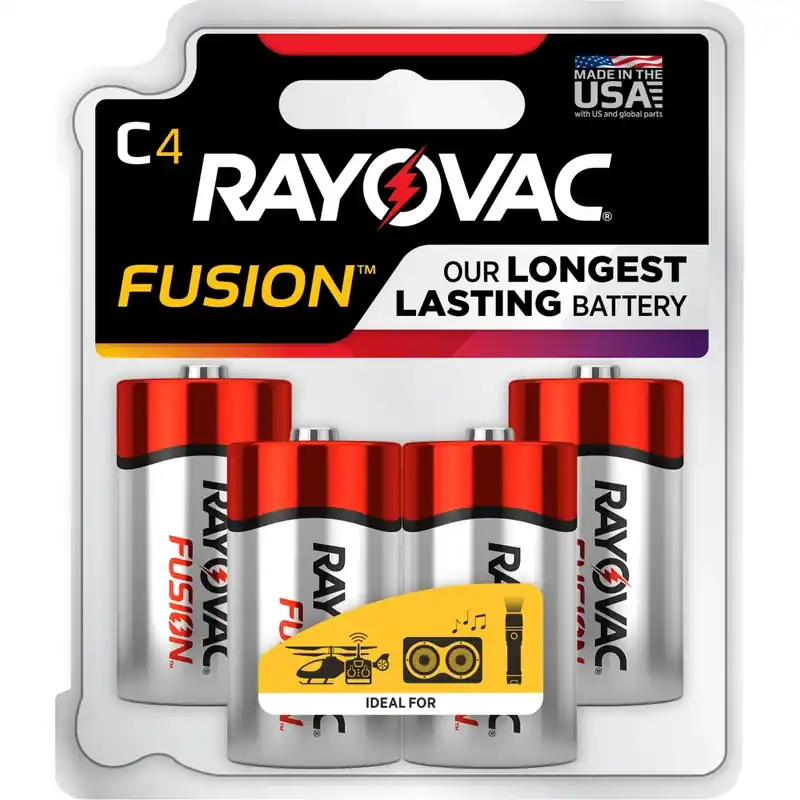 Fusion C Alkaline Batteries 4 Pk Carded