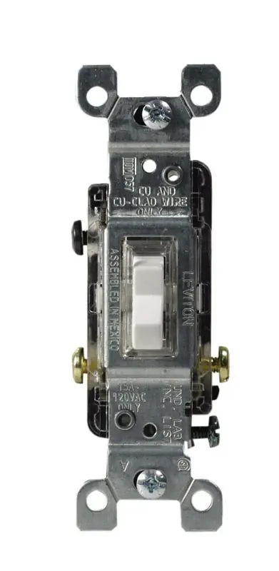 Illuminated 15 Amps Single Pole Toggle Switch White 1 Pk