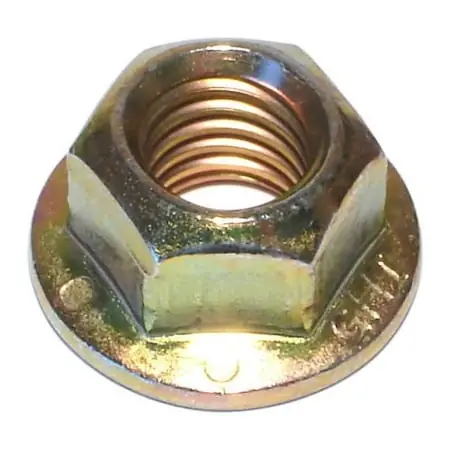 1/2-13 Yellow Zinc Grade 8 Hex Flange Lock Nuts - Coarse Thread Steel