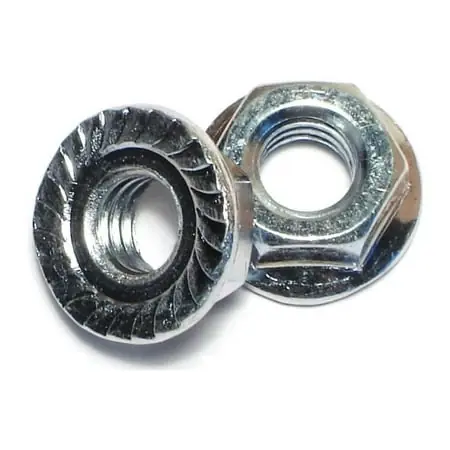 5/16-18 Zinc Plated Case Hardened Steel Serrated Lock Nuts - Hex Flange Design
