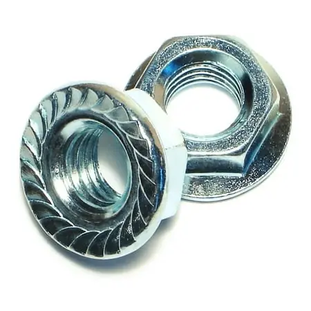 1/2-13 Zinc Plated Case Hardened Steel Serrated Lock Nuts - Hex Flange Design