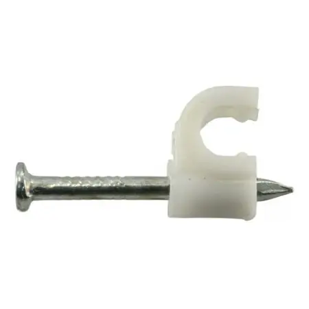3.5mm White Plastic Nail Wire Clips For Secure Cable Management