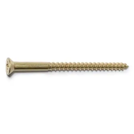8 X 2-1/2 Inch Brass Phillips Flat Head Wood Screws - 100 Count