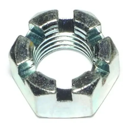 7/8 -9 Zinc Plated Steel Coarse Thread Slotted Hex Nuts Sns-136 (3 Pcs.)