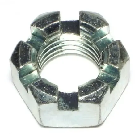 1 -8 Zinc Plated Steel Coarse Thread Slotted Hex Nuts Sns-139 (3 Pcs.)