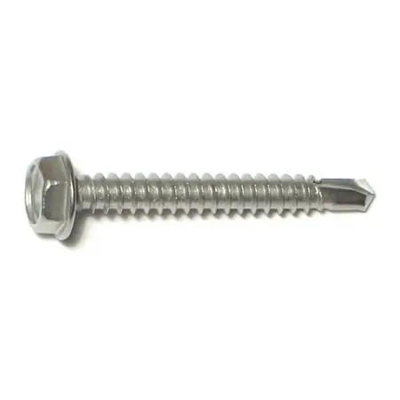  10-16 X 1-1/2 Stainless Steel Hex Washer Self-drilling Screws - 10 Count