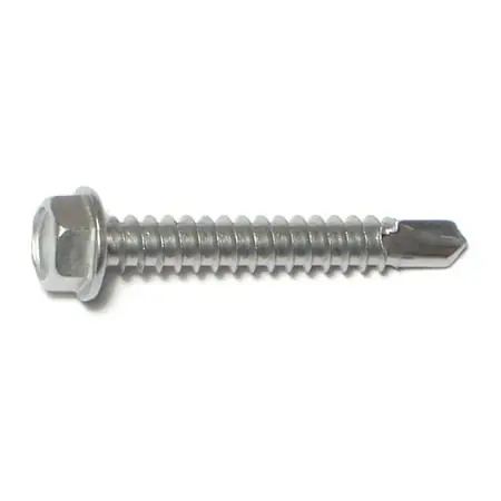 12-14 X 1-1/2 Stainless Steel Hex Washer Self-drilling Screws - Durable Fasteners