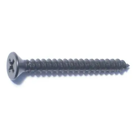 8 X 1-1/2 Black Steel Phillips Flat Head Sheet Metal Screws (10 Pcs.)