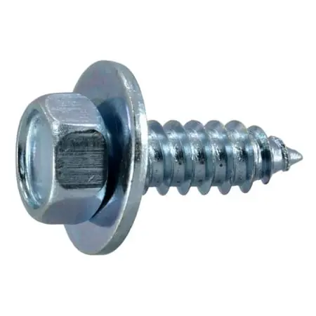 14 X 5/8 X 3/4 Zinc Plated Steel Hex Washer Auto Screws (10 Pcs.)