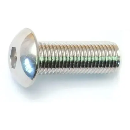 3/8 -24 X 1 Polished 18-8 Stainless Button Head Socket Cap Screws (5 Pcs.)