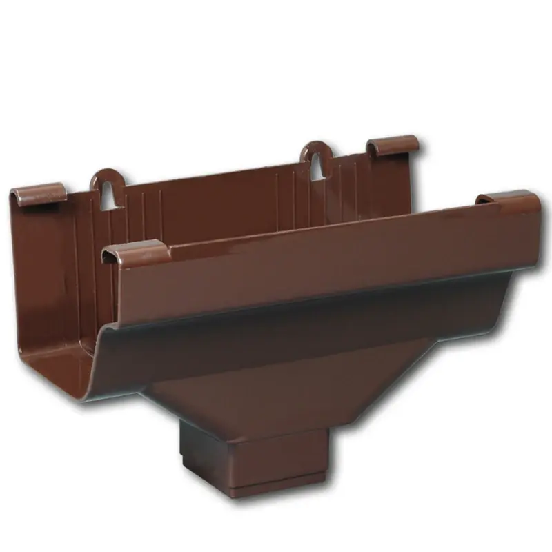 Gutter Drop Outlet, K-style, Traditional, Vinyl, Brown, 2 X 3-in.