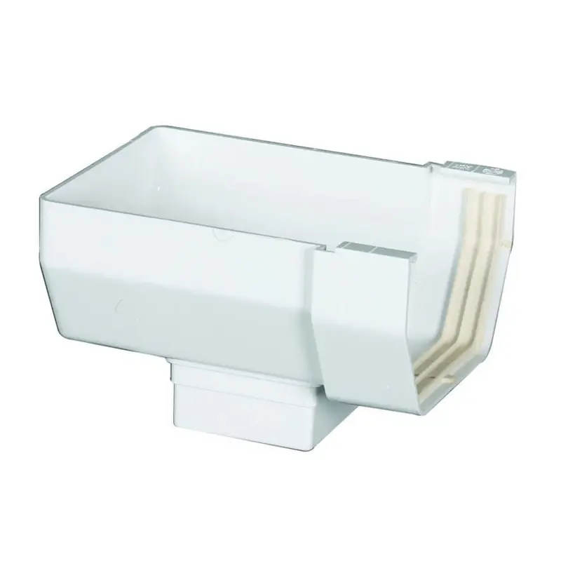 3.5 In. H X 5 In. W X 9 In. L White Vinyl K Gutter Outlet