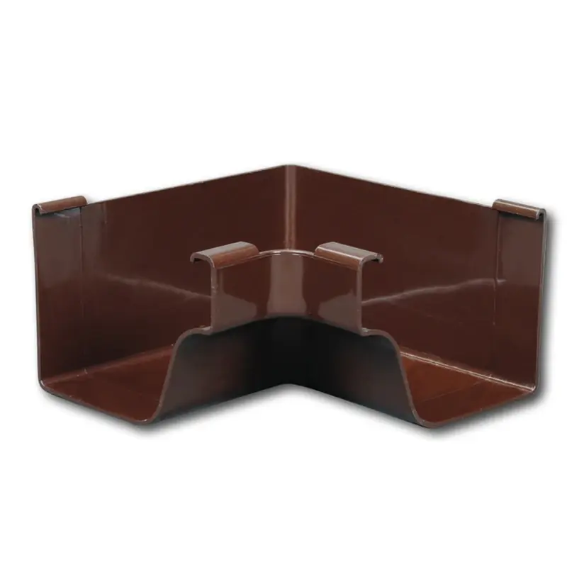 Gutter Inside Miter, K-style, Traditional, Vinyl, Brown, 5-in.