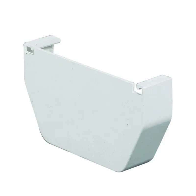 Gutter End Cap, Contemporary, Vinyl, White, 5-in.