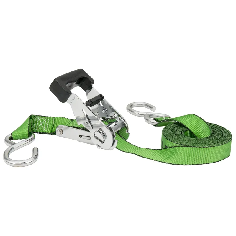 1 In. W X 16 Ft. L Green Ratchet Tie Down Strap 500 Lb 1 Pk