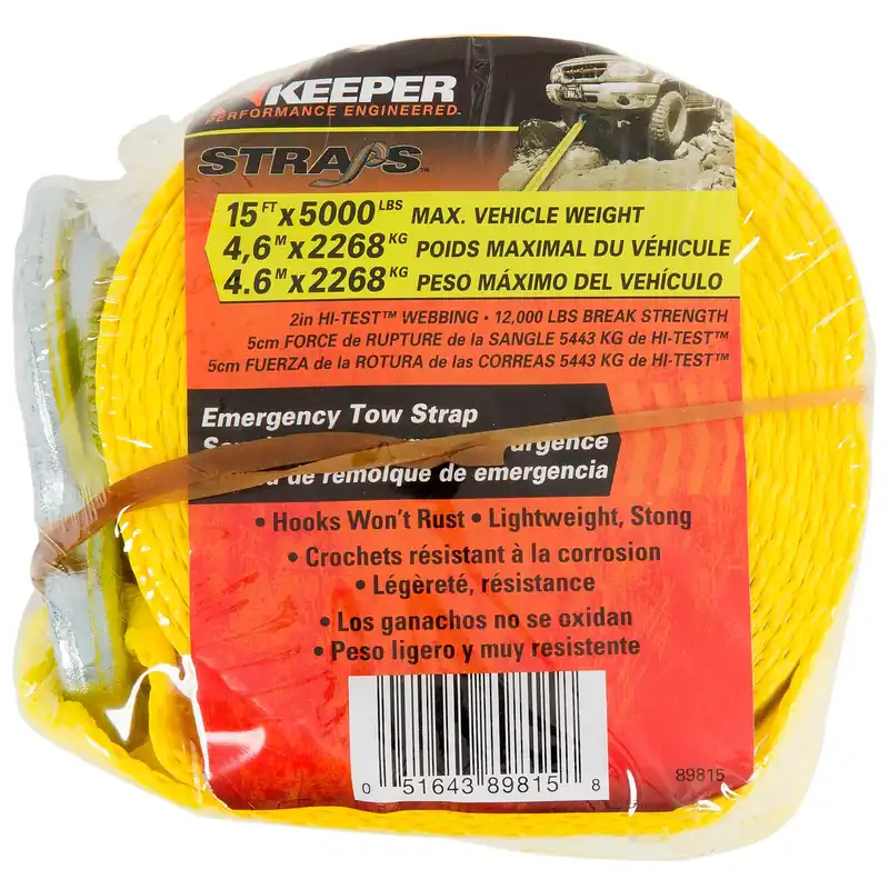 2 In. W X 15 Ft. L Yellow Tow Strap 5000 Lb 1 Pk