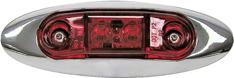 V168xr Rectangle 16v Red Clearance Light With Chrome Bezel