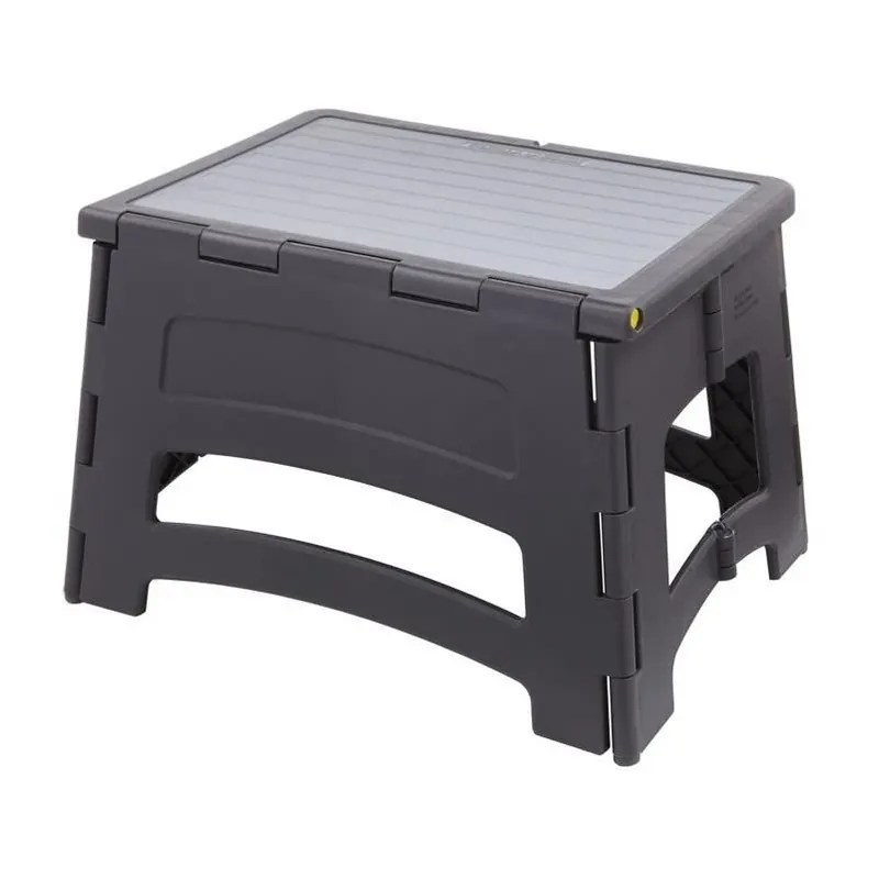 1‑step Plastic Folding Step Stool – 300 lb Capacity, Black, 2‑pack