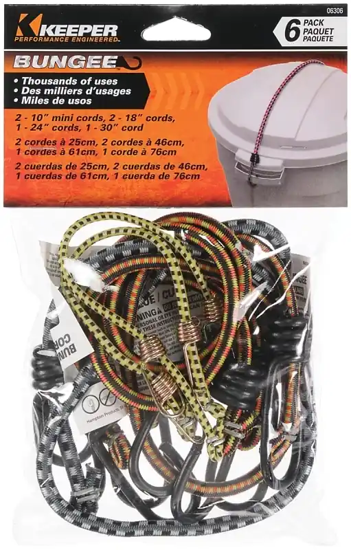 Assorted Bungee Cord Set 18 In. L X 0.315 In. 6 Pk