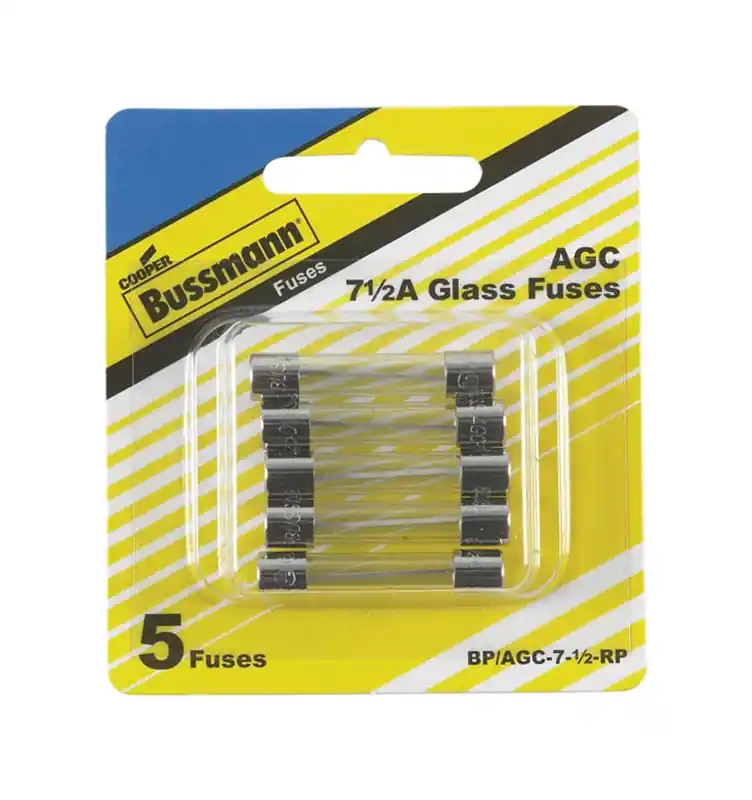 7.5 Amps Agc Clear Glass Tube Fuse 5 Pk