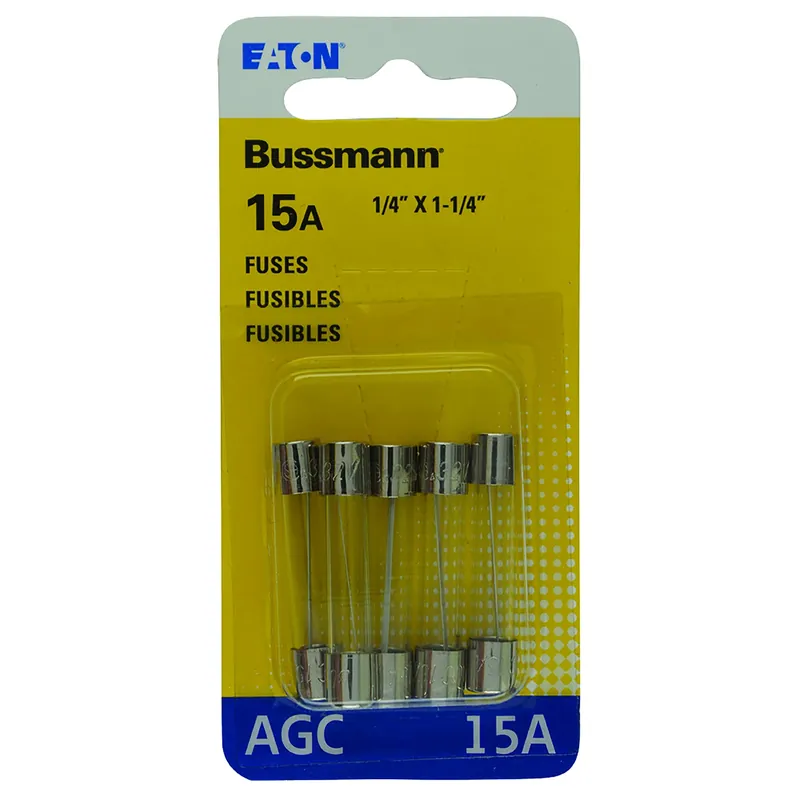 15 Amps Agc Clear Glass Tube Fuse 5 Pk
