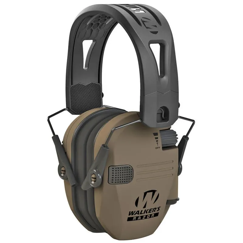 Walkers Game Ear Wge-gwp-rsemrh-fde Razor Tacti-grip Electronic Ear Muff With 23 Nrr Rubber Headband, Flat Dark Earth
