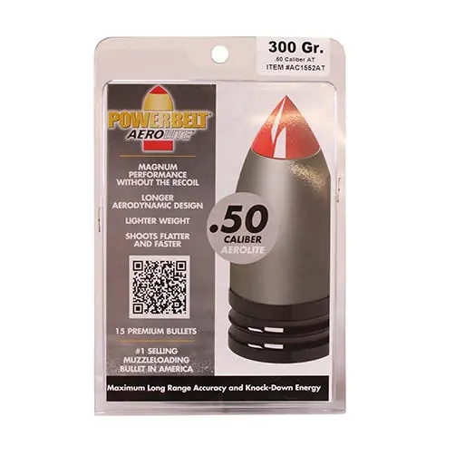 Powerbelt Bullets Ac1552at Aerolite Aerotip 50 Caliber Bullets - 300 Gr