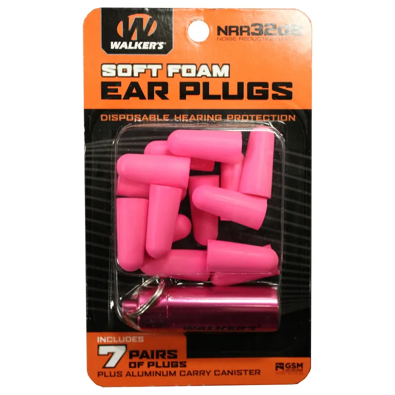 Soft Foam Neon Pink Ear Plugs - 32 Db Noise Reduction, 7-pair