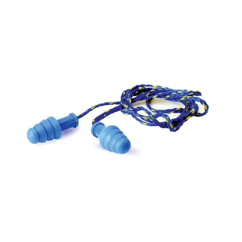 Contour Rubber Corded Blue Ear Plugs With Carrying Case And 27 Db Noise Rating