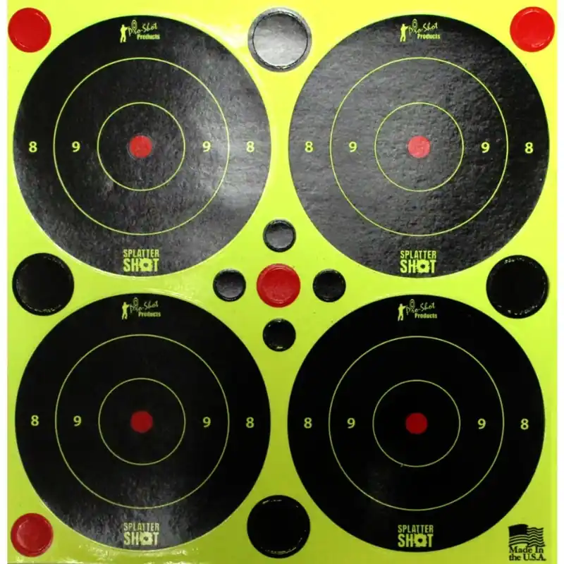 Pro-shot 3" Splatter Shot Bullseye With Pasters - Self-adhesive, Black/green