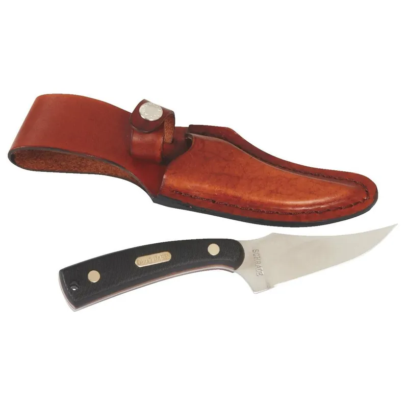 Old Timer Sharp Finger Hunting Knife 7.25" With Genuine Leather Sheath