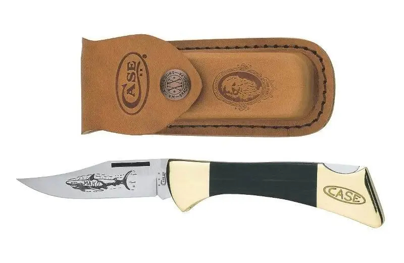 Mako Lockback Pocket Knife With Leather Sheath, Stainless Steel Blade, 4.25 In.